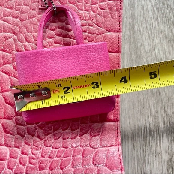 PINK CROCO EMBOSSED VINYL SHOULDER TOTE BAG HANDBAG - Picture 14 of 16